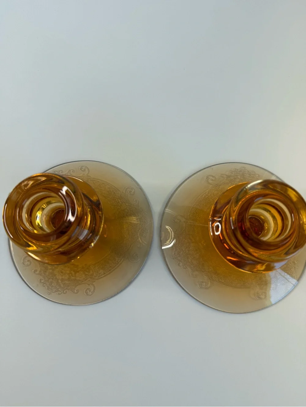 Amber Glass Pillar Candle Holders (Set of 2) - Home Accents
